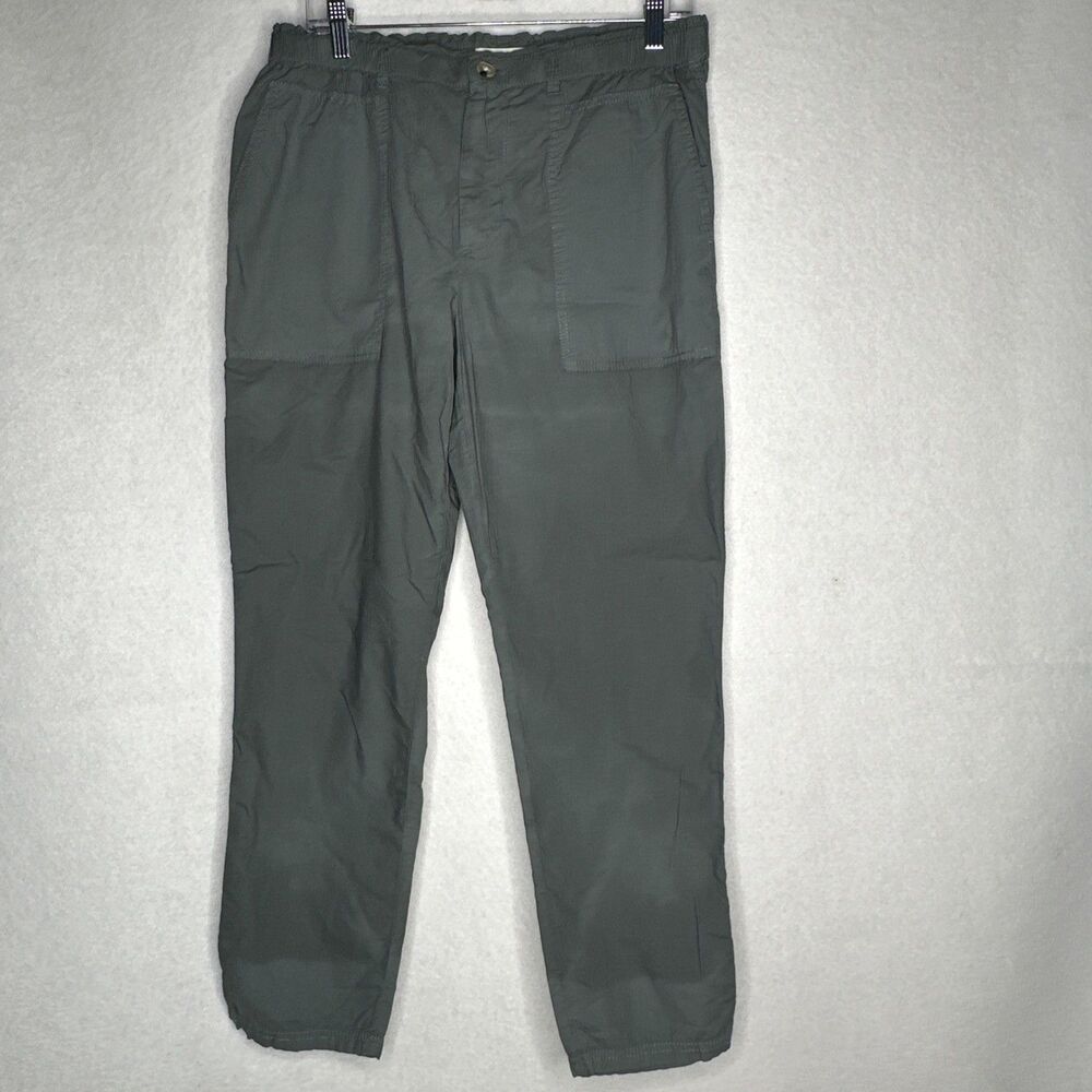 Lou & Grey for Loft Pants Womens Size M Green  Straight Leg Elastic Waist Cotton